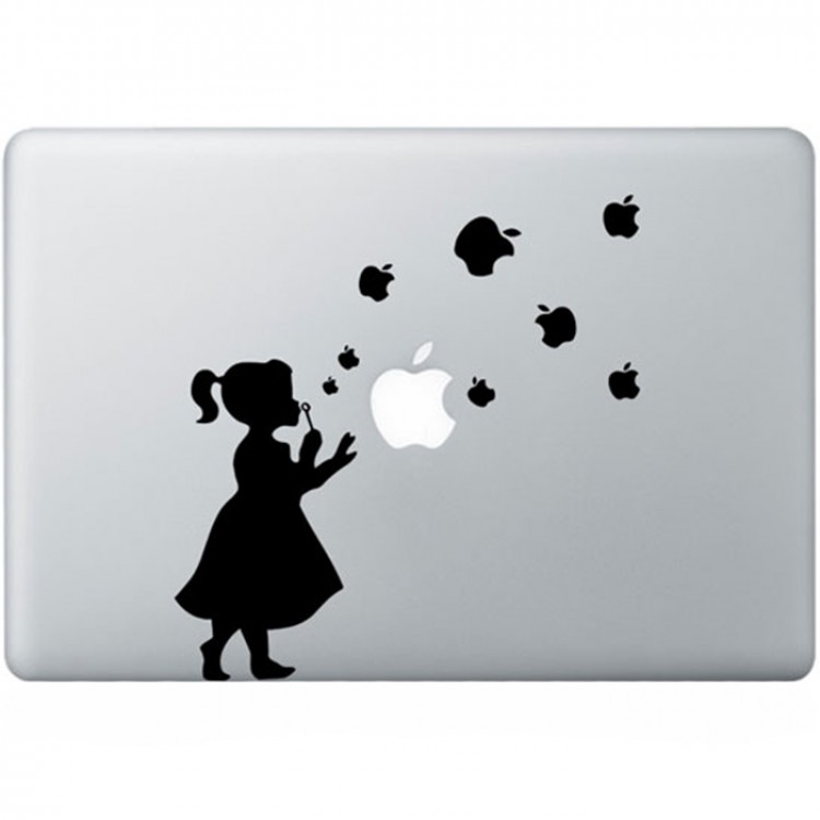 Bläst Blasen Mädchen MacBook  Aufkleber Schwarz MacBook Aufkleber