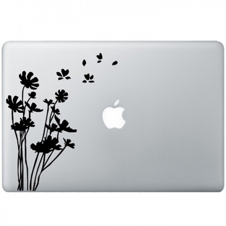 Blumen MacBook Aufkleber Schwarz MacBook Aufkleber